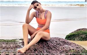 Indian actor, model and IPL host, Sanjana Ganesan in alluring swimsuit